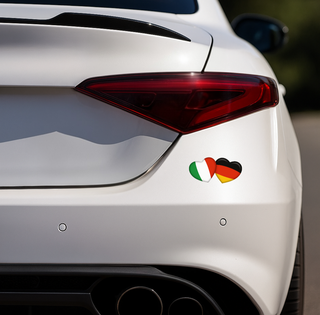 1x Italien & 1x Deutschland Aufkleber Herz 9×4,5cm Flagge Italien Adesivo Cuore Sticker 062