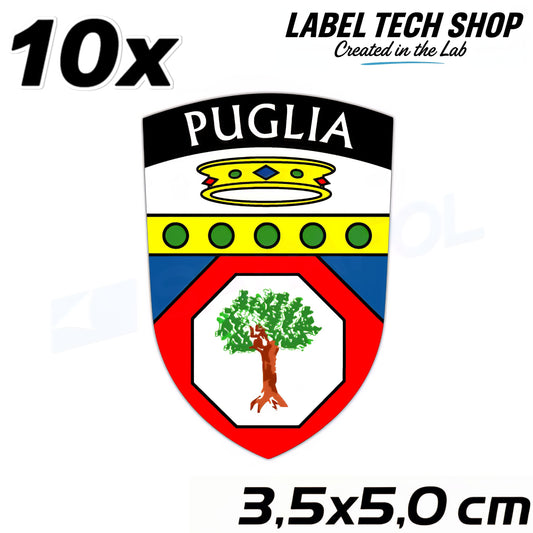10x Apulien Aufkleber Puglia Adesivo Apulia Sticker Flagge Wappen 3,5x5,0cm (016)