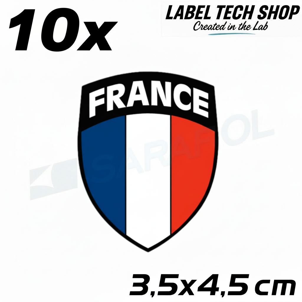 10x Frankreich Aufkleber France Francia Flagge Sticker 3,5x4,5cm (042)