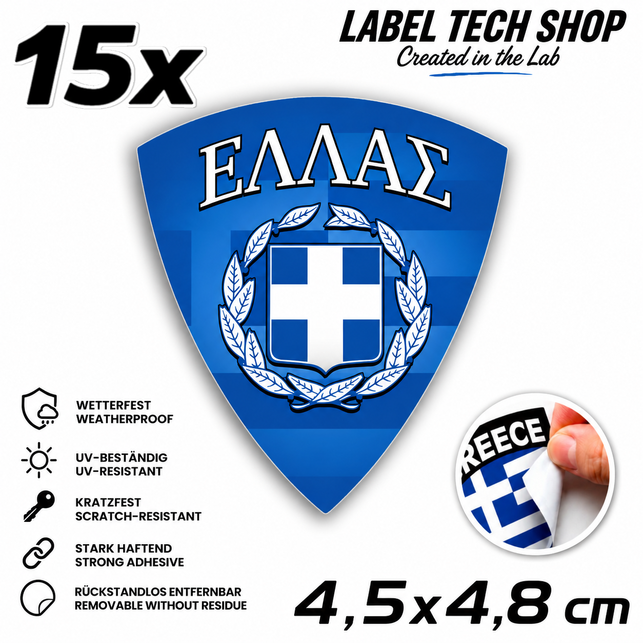 🇬🇷 Greece Sticker Αυτοκόλλητο Ελλάδας Greece Sticker Flag Flag Emblems Car Helmet 4.5x4.8cm NO.113