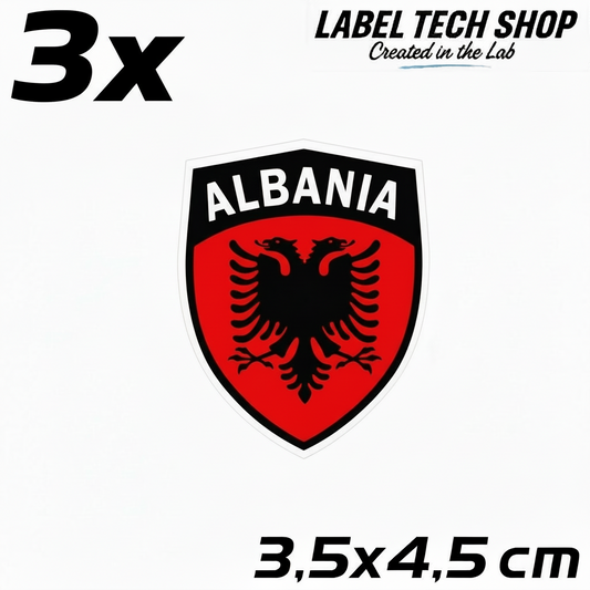 3x Albanien Aufkleber Klein Shqipëria Shqiponja  – Albania Flagge Emblem Wappen Sticker 3,5x4,5cm (108)