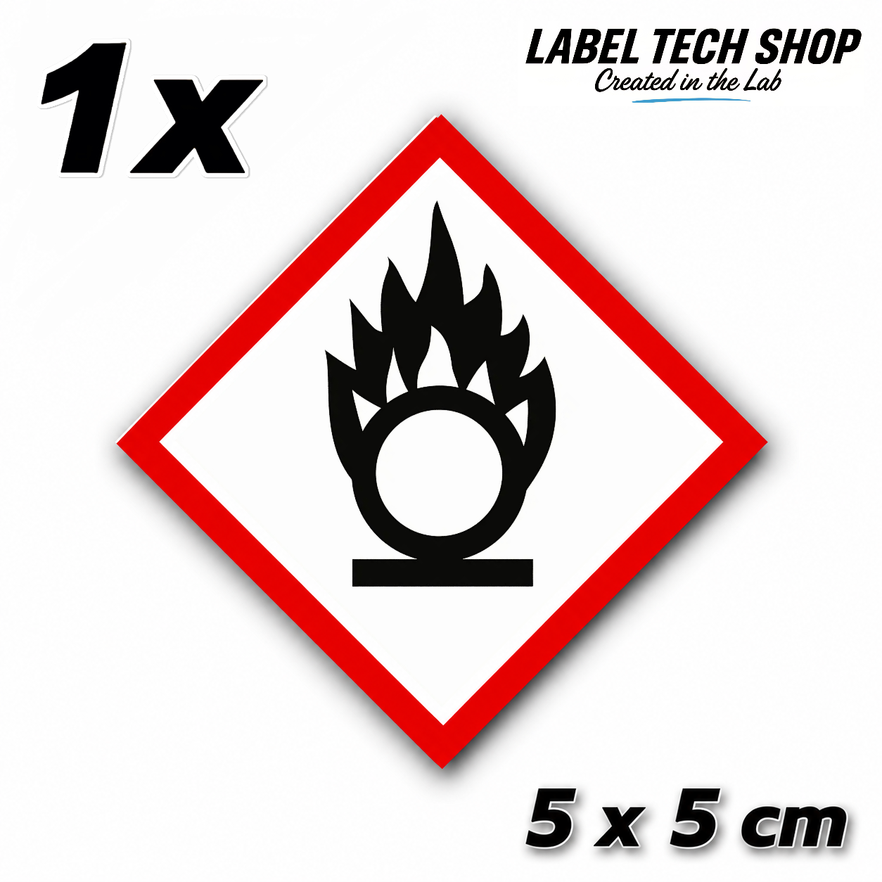 GHS03 Oxidizing Hazard Sticker Chemical Hazard Symbol Dangerous Goods Chemistry Laboratory Label according to CLP / GHS Occupational Safety