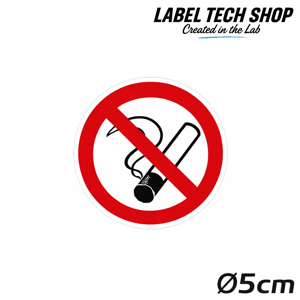 Rauchen verboten Aufkleber Ø5 cm – No Smoking Sticker – No Fumar Hinweiszeichen Innen & Außen – Verbotsschild (126)