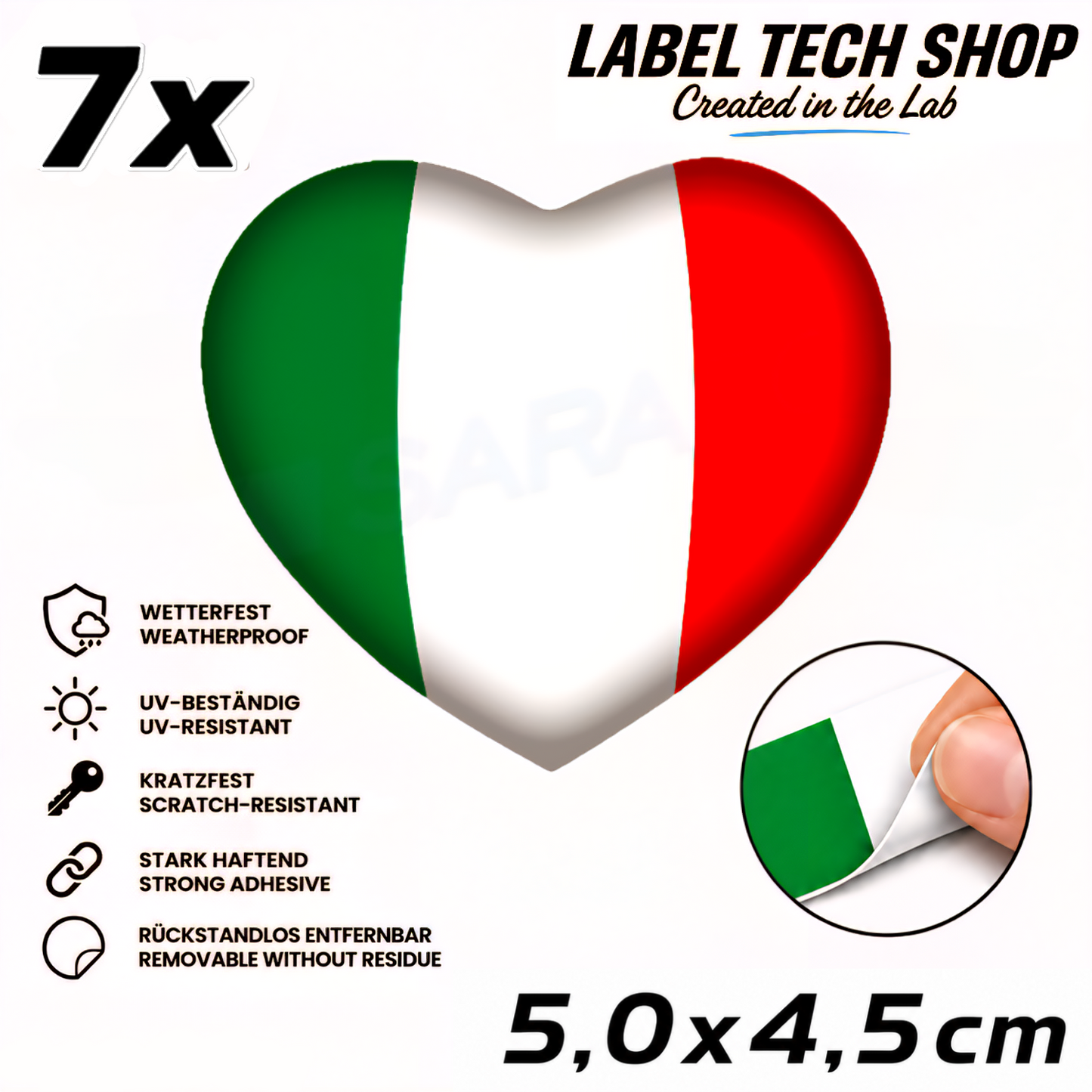 🇮🇹 Italy Sticker Heart Italian Sticker Heart Adesivo Cuore Italiano Flag Car Helmet 5.0x4.0cm NR.046