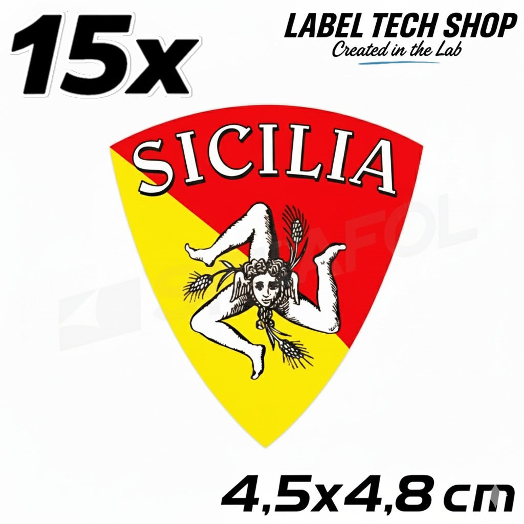 15x Sizilien Aufkleber – Sicilia Sicily Flagge Wappen Sticker 4,5x4,8cm (019)