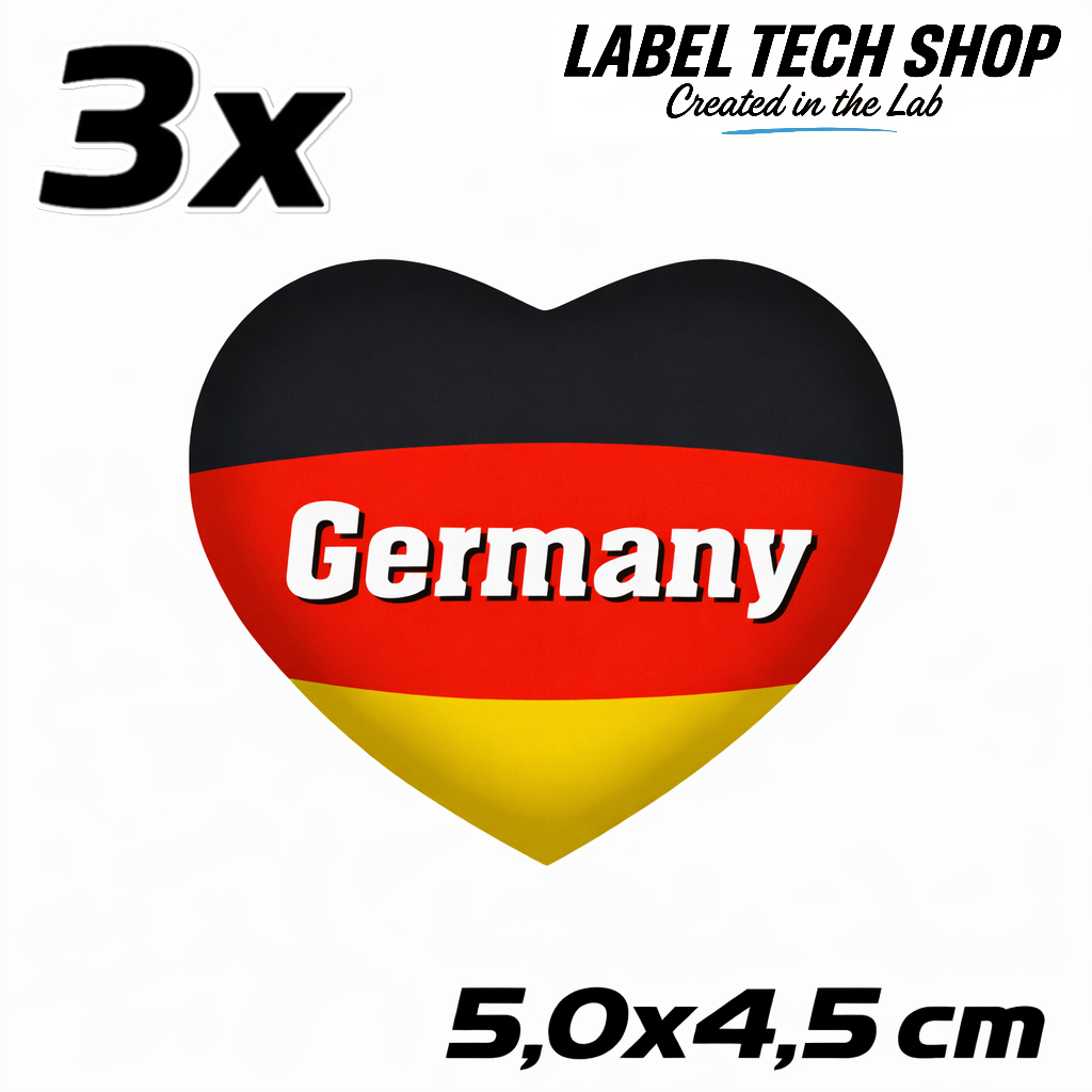 Deutschland Herz Aufkleber (059) – Germany Heart Sticker – Deutschland Flagge – 5,0 × 4,5 cm