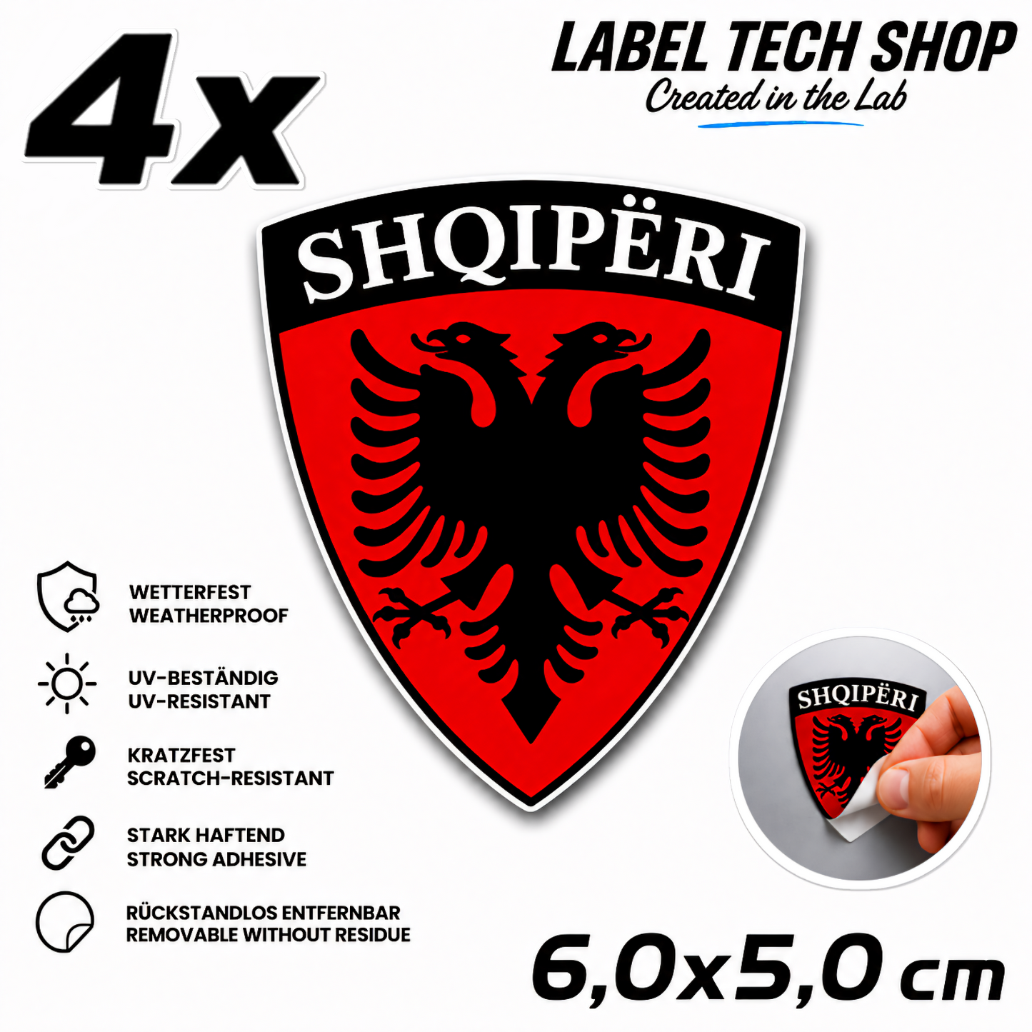 🇦🇱 Albania Sticker Shqiperia Eagle Coat of Arms Emblem Car Helmet 5.0x5.5cm NR.004