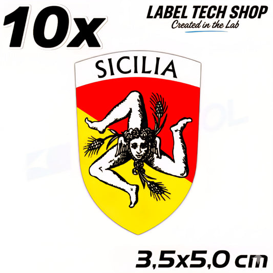 10x Sizilien Aufkleber – Sicilia Sicily Flagge Wappen Sticker 3,5x5,0cm (017)