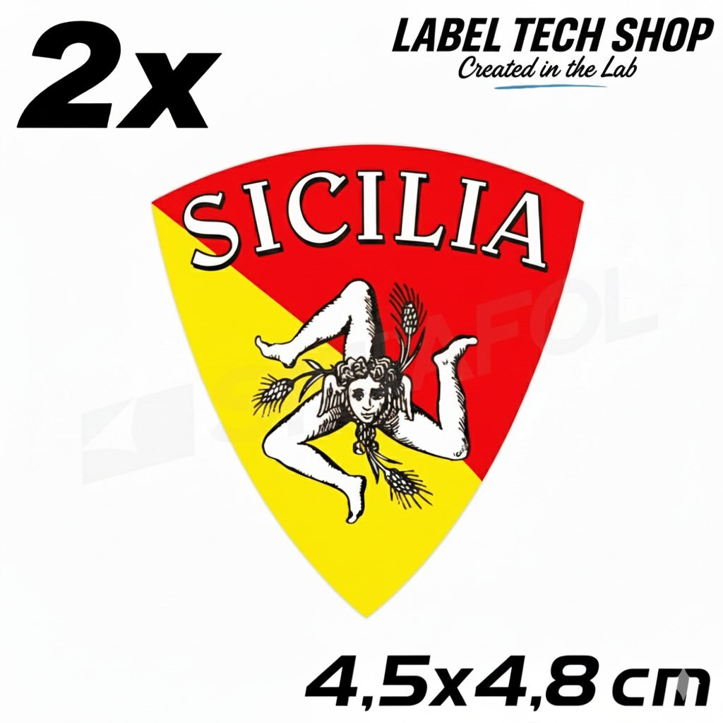 2x Sizilien Aufkleber – Sicilia Sicily Flagge Wappen Sticker 4,5x4,8cm (019)