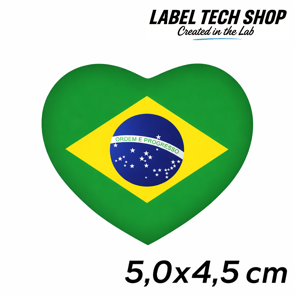 Brasilien Brasil Brazil Herz Aufkleber Sticker – Brazil Flag Heart Sticker – Auto Laptop Helm Geschenk – 5,0 × 4,5 cm (058)