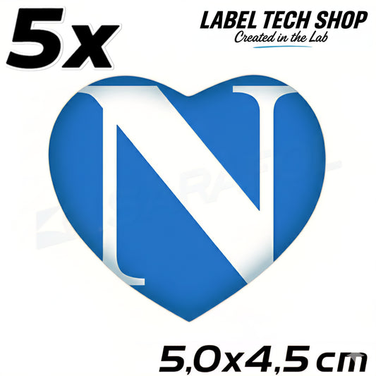 5x Napoli Herz Aufkleber Neapel Naples Cuore Heart Adesivo Sticker 5,0x4,5cm