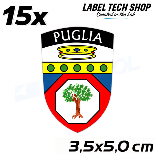 15x Apulien Aufkleber Puglia Adesivo Apulia Sticker Flagge Wappen 3,5x5,0cm (016)