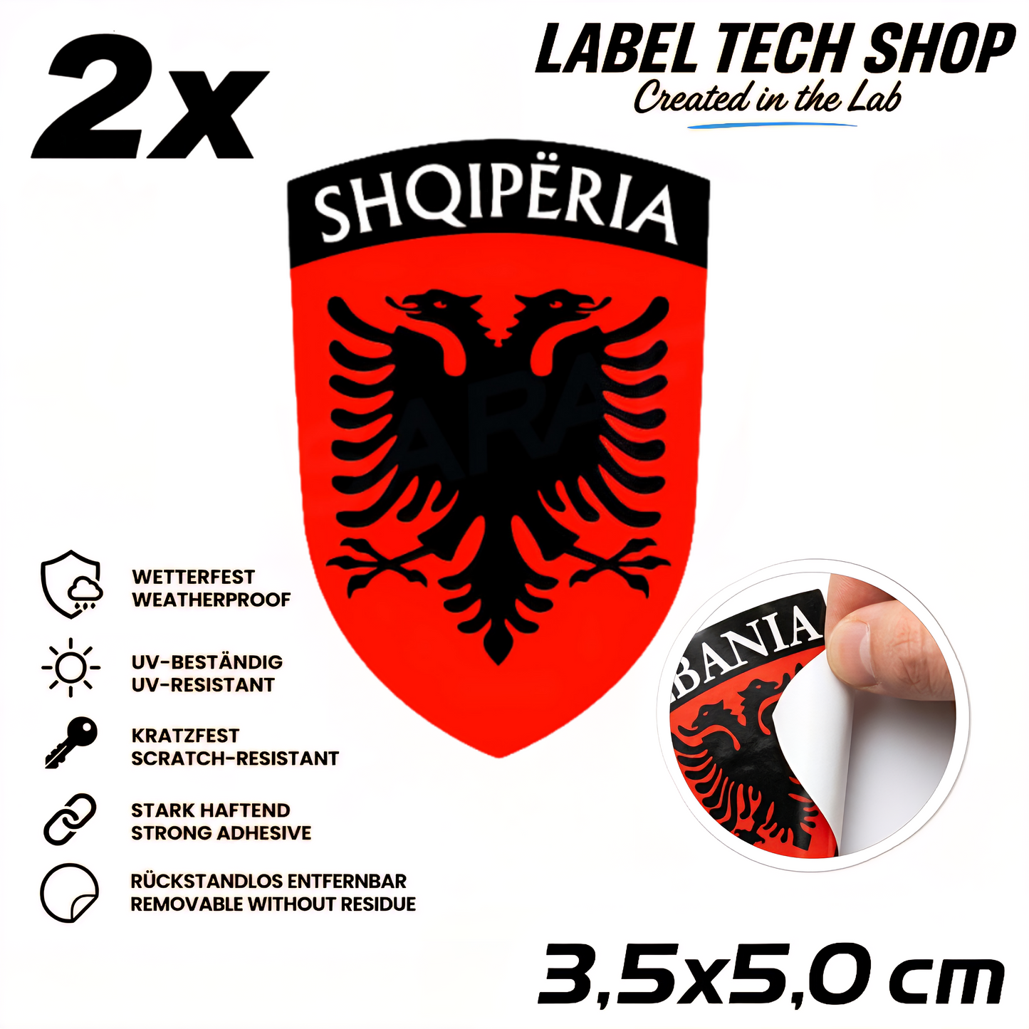 🇦🇱 Albanien Aufkleber Albania Sticker Shqiperia Adler Wappen Emblem Auto Helm 3,5x5,0cm NR.006
