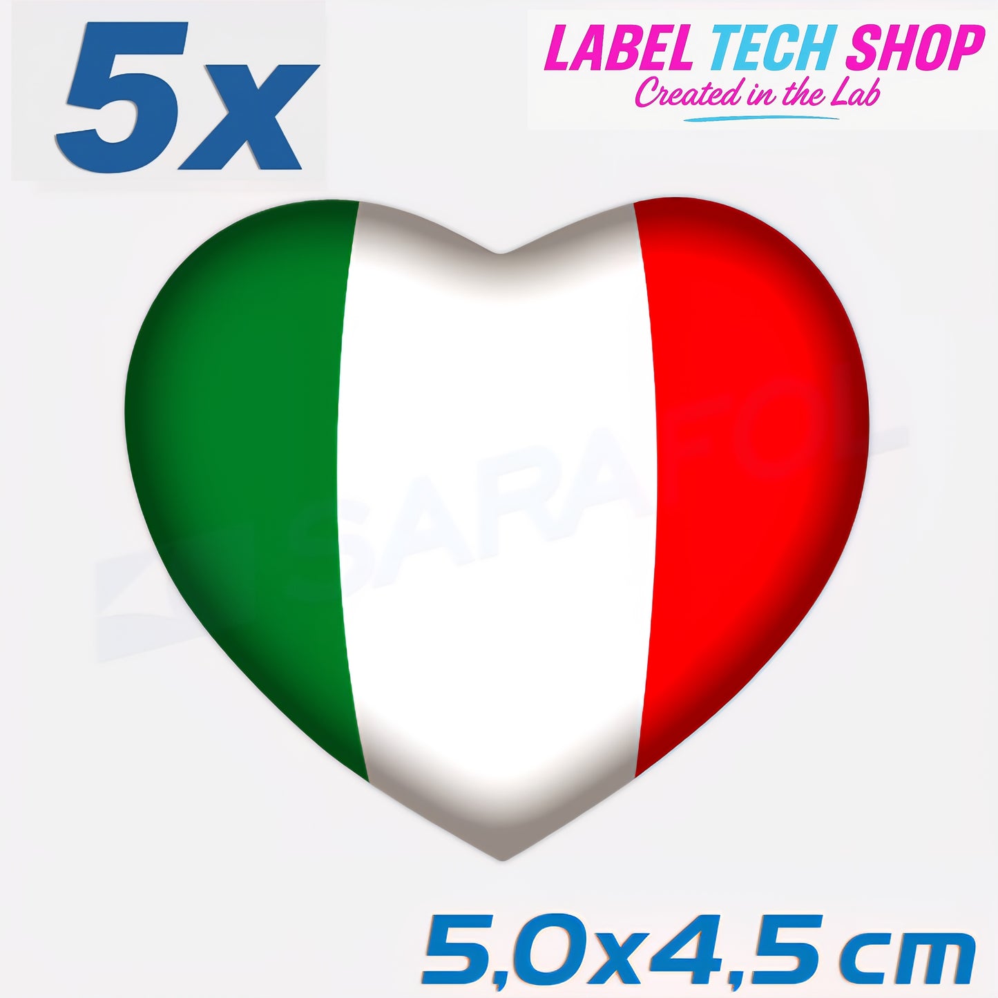 5x Italia/Italien Aufkleber Herz 5×4,5cm Flagge Italien Adesivo Cuore Sticker 046