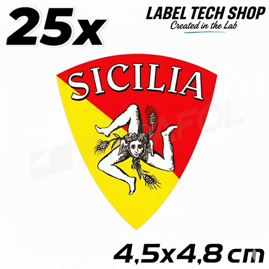 25x Sizilien Aufkleber – Sicilia Sicily Flagge Wappen Sticker 4,5x4,8cm (019)