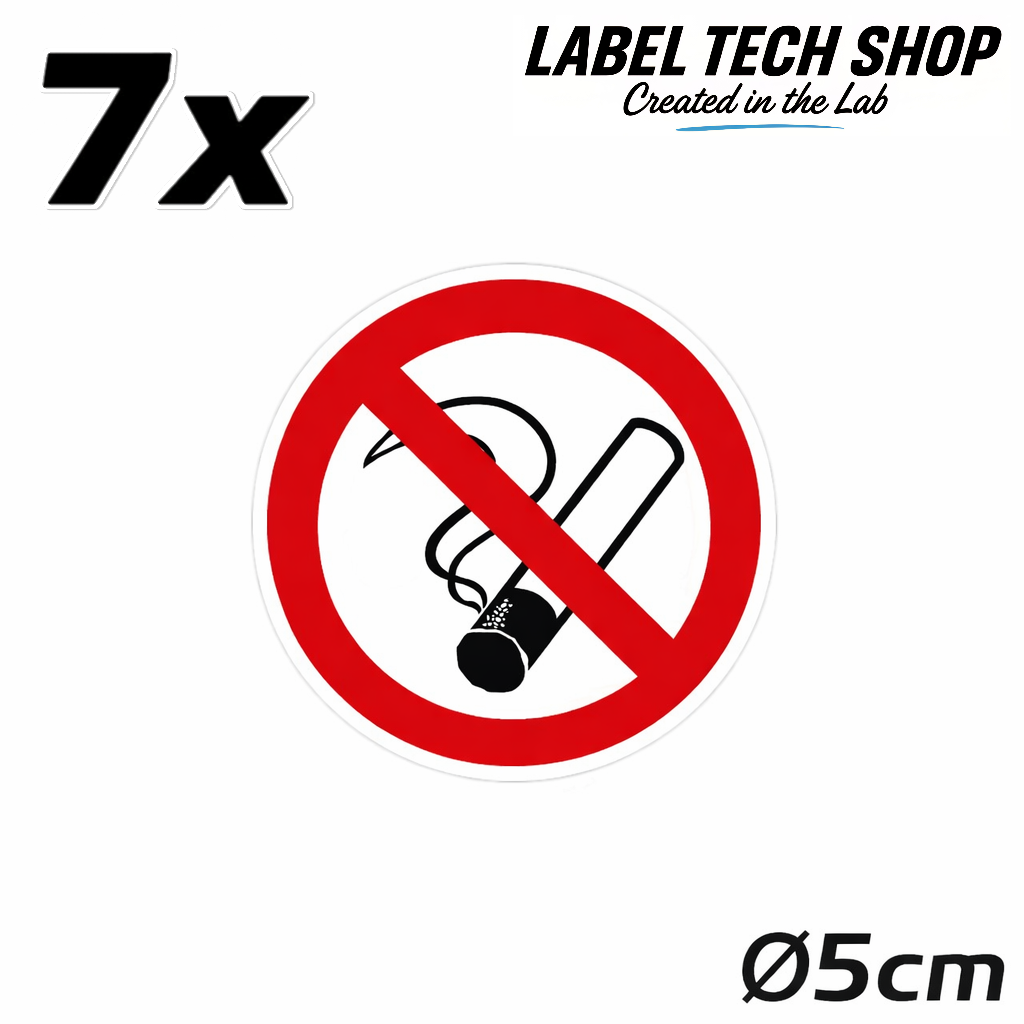 Rauchen verboten Aufkleber Ø5 cm – No Smoking Sticker – No Fumar Hinweiszeichen Innen & Außen – Verbotsschild (126)