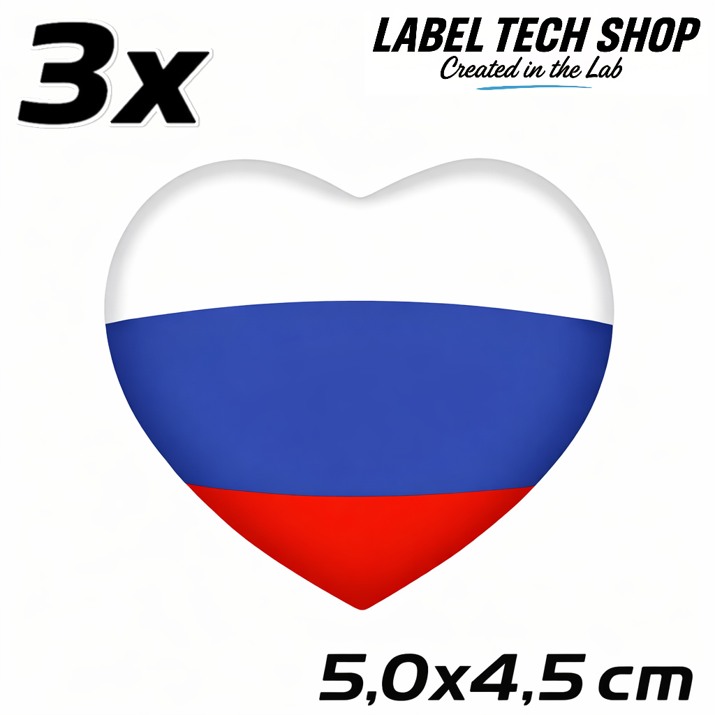 Russland Russia Россия Herz Aufkleber – Russia Flag Heart Sticker – Auto Laptop Helm 5,0 × 4,5 cm (047)