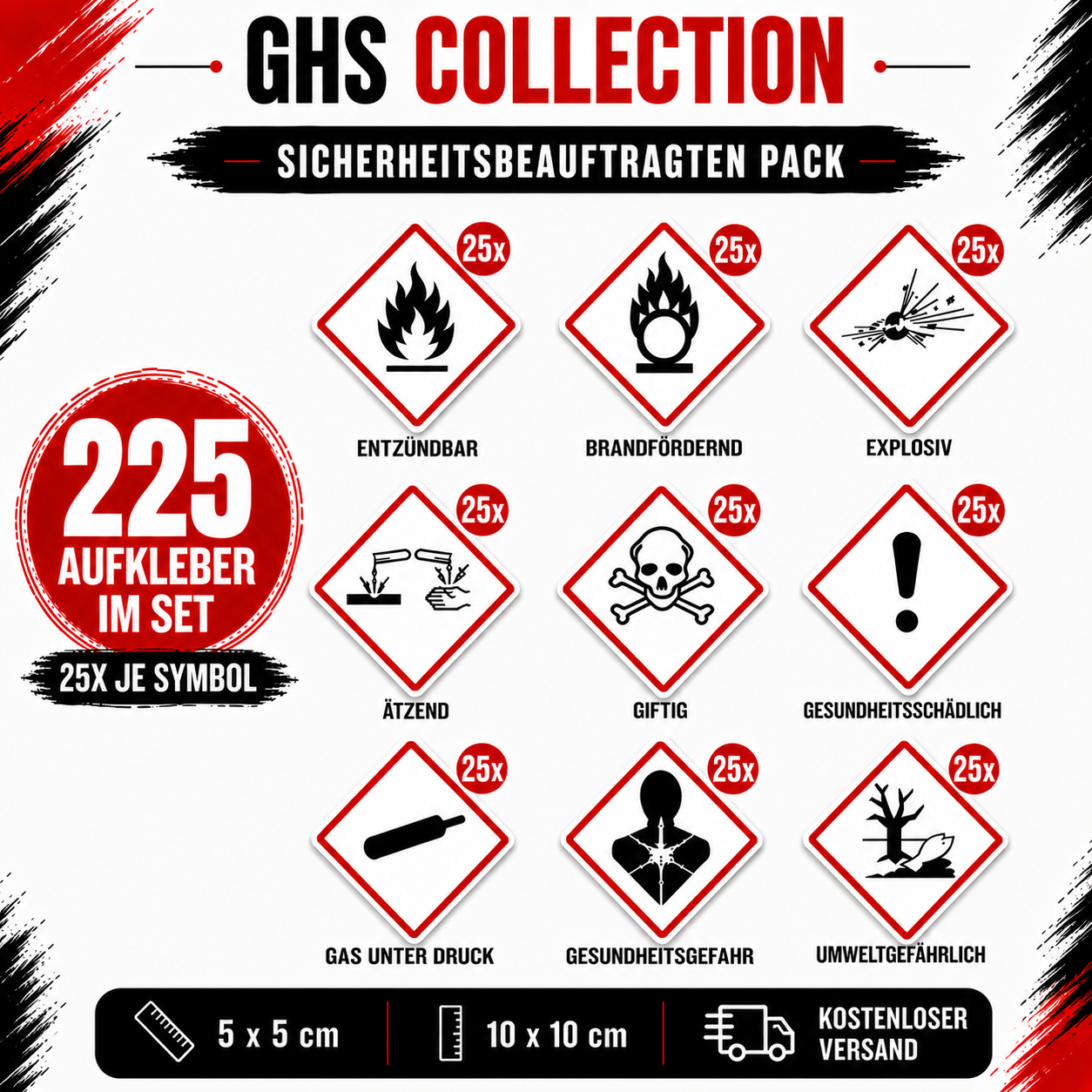 GHS Hazard Label Sticker Set | GHS Hazard Label Sticker Set – All 9 GHS Symbols | All 9 GHS Symbols