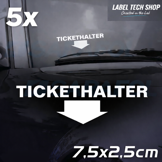 5x Tickethalter Aufkleber innenklebend – Strafzettel/Parkschein 7,5×2,5 cm