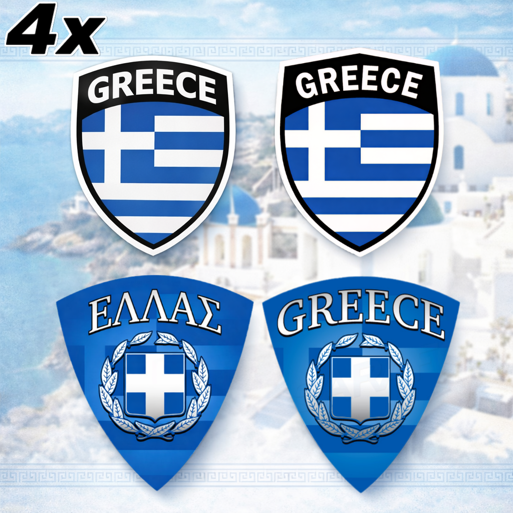 4x Griechenland Aufkleber Set 🇬🇷 Αυτοκόλλητο Ελλάδας Greece Sticker Pack (083)