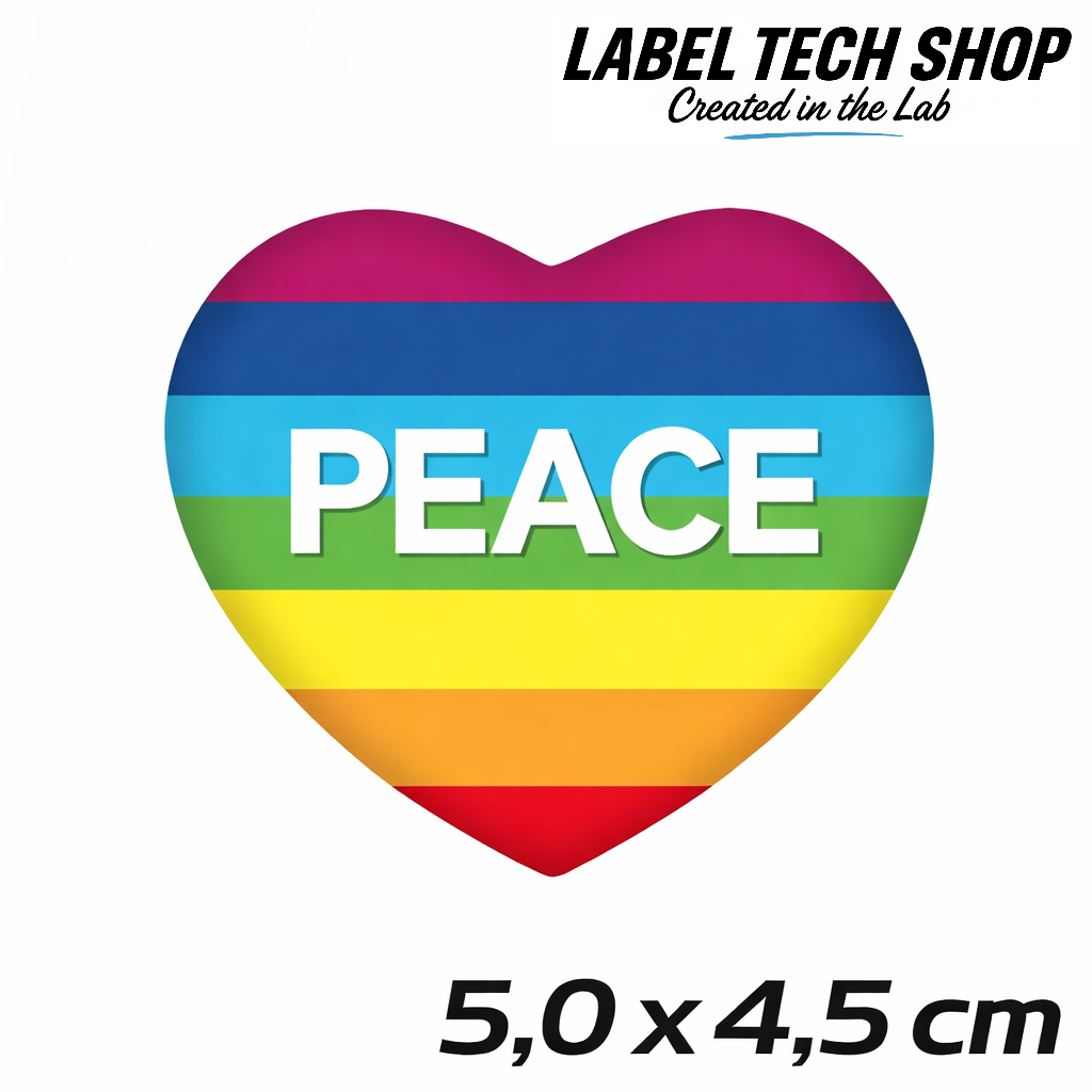 Peace Frieden LGBTQ Herz Aufkleber Sticker – Rainbow Flag Heart LGBTQ Sticker – Auto Laptop Helm – 5,0 × 4,5 cm (055)