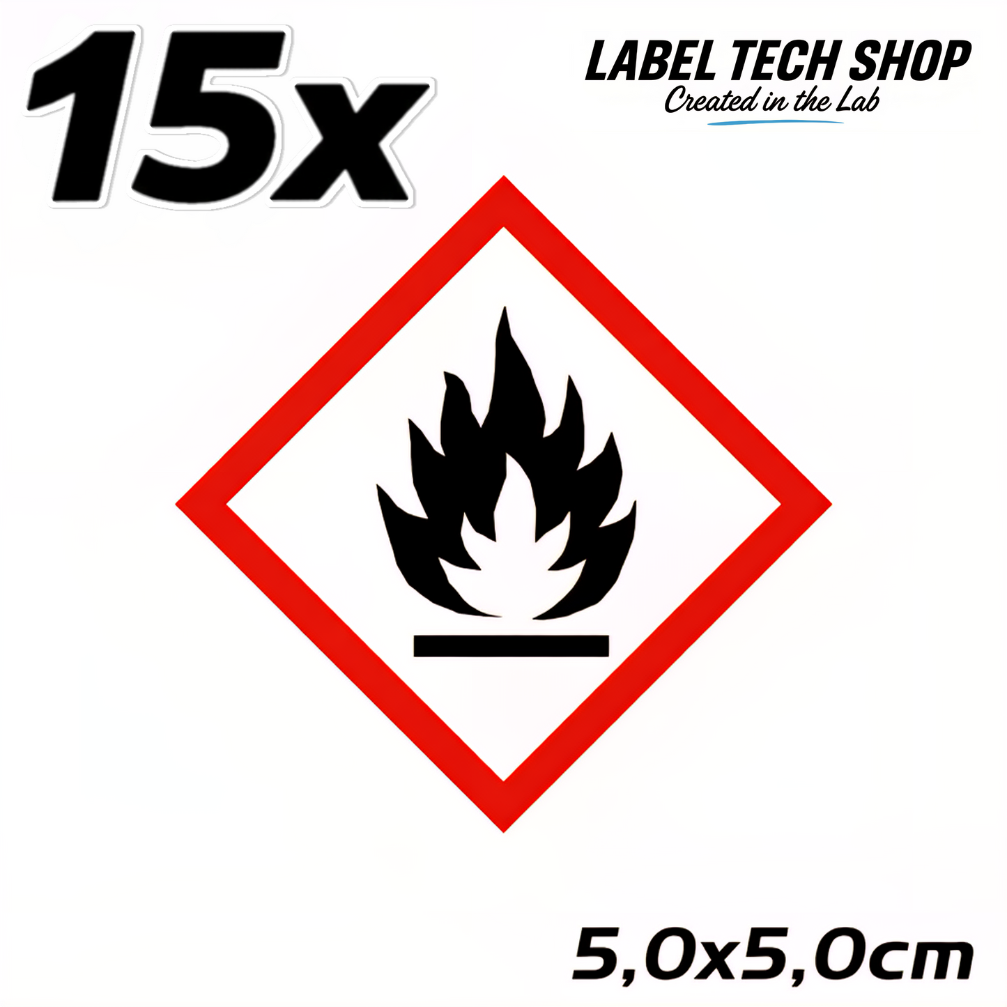GHS02 Gefahrgut Aufkleber Brandgefahr Flamme nach CLP Norm Arbeitssicherheit