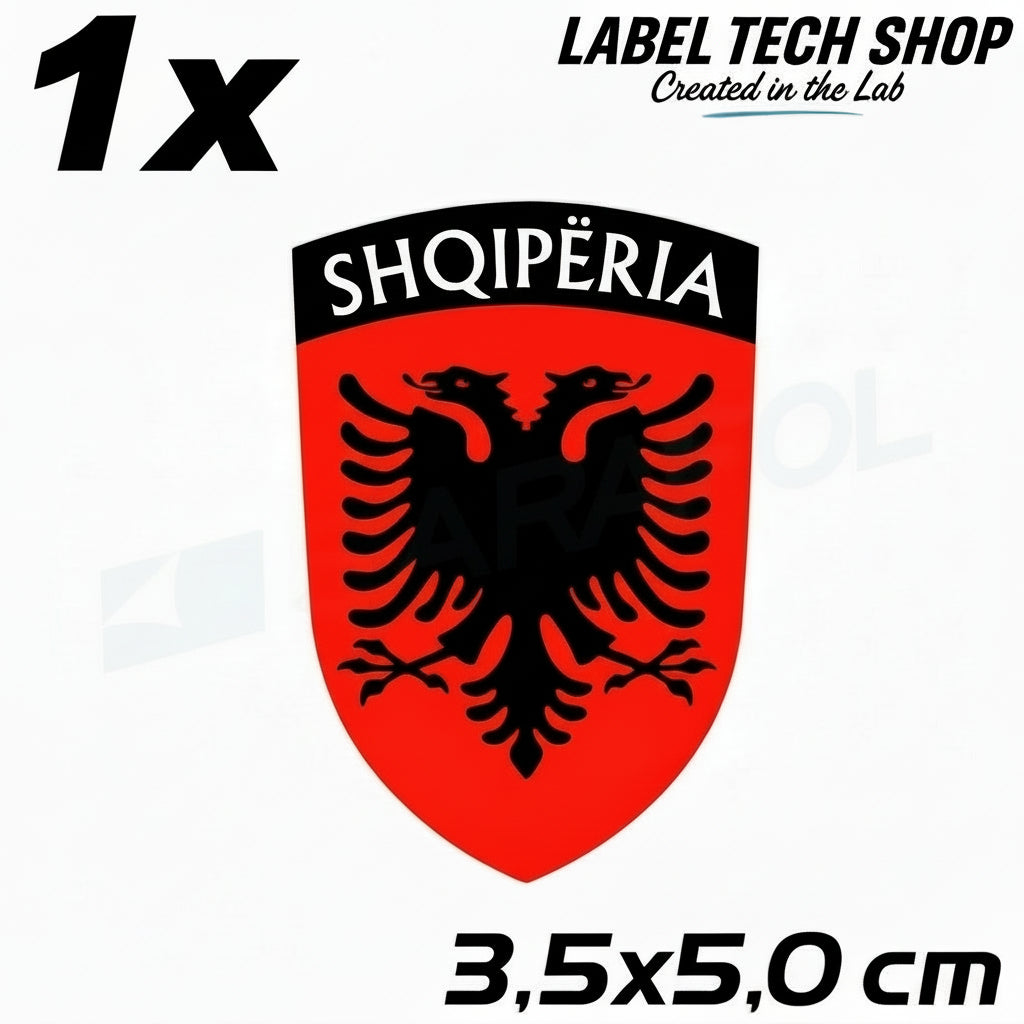 1x Albanien Shqipëria Shqiponja Wappen – Albanien Flagge Emblem Aufkleber 3,5x5,0cm (006)