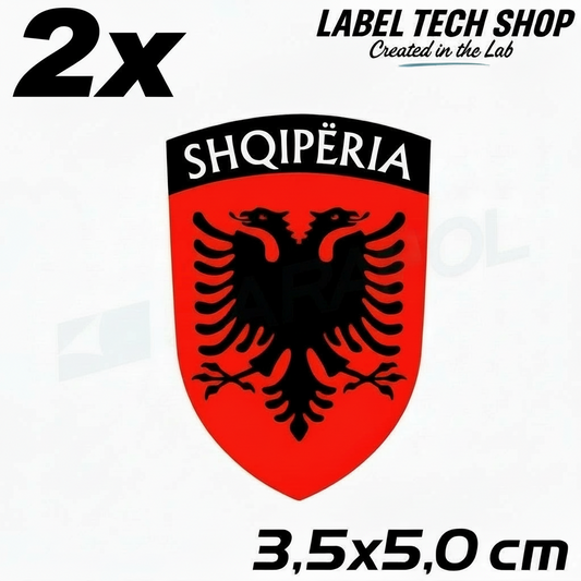 2x Albanien Shqipëria Shqiponja Wappen – Albanien Flagge Emblem Aufkleber 3,5x5,0cm (006)