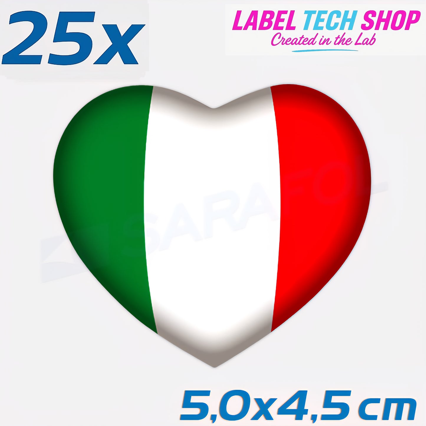 25x Italia/Italien Aufkleber Herz 5×4,5cm Flagge Italien Adesivo Cuore Sticker 046