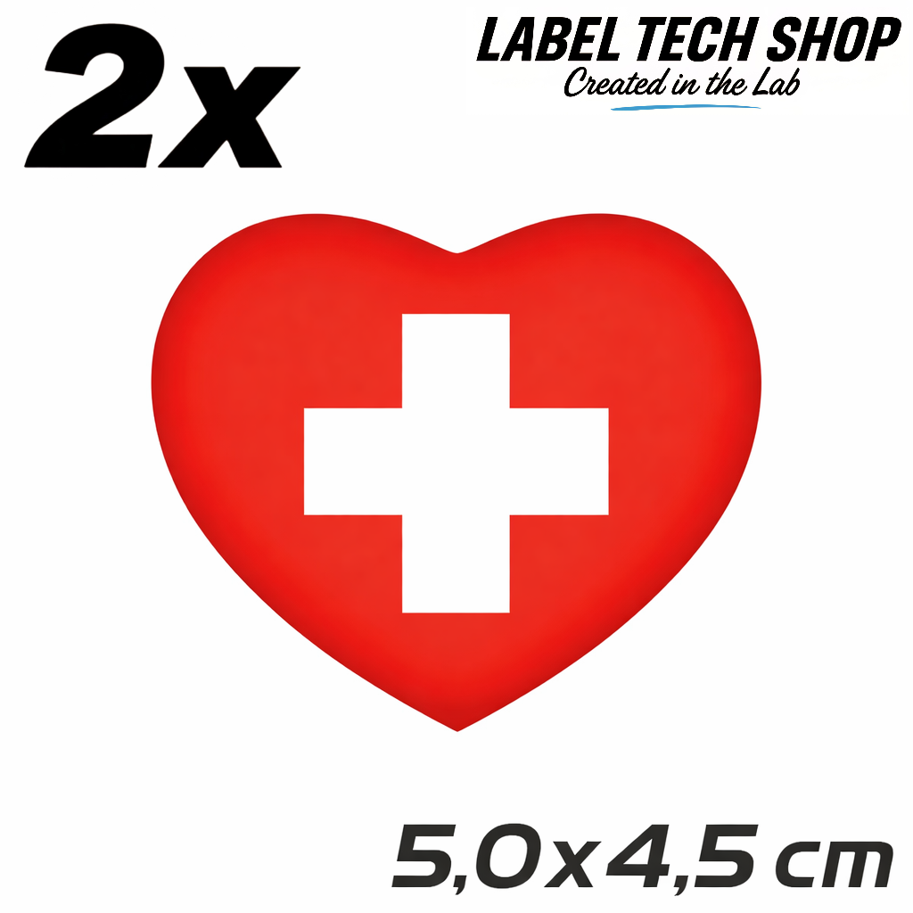 Schweiz Swiss Switzerland Herz Aufkleber Sticker – Svizzera Flag Heart Sticker – Auto Laptop Helm Geschenk – 5,0 × 4,5 cm (059)