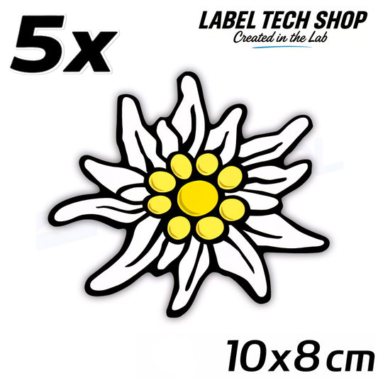 5x Edelweiß Aufkleber 🌼 Alpenblume Sticker – Stella Alpina 10×8 cm
