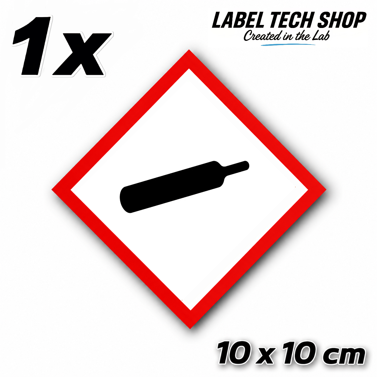 GHS04 Gases under pressure sticker Gas Cylinder Sticker Hazardous material symbol Compressed gas Dangerous goods Chemistry Lab label according to CLP / GHS Occupational safety