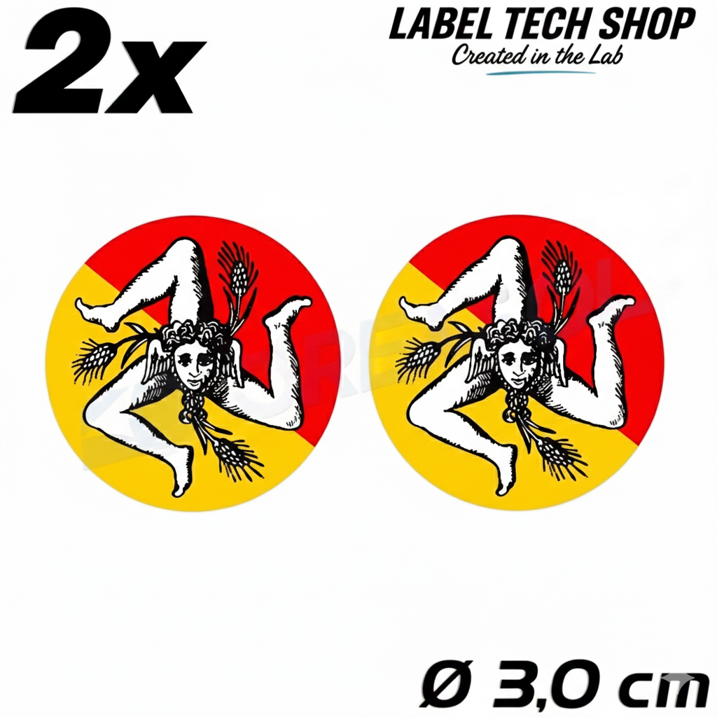 2x Sizilien Aufkleber – Sicilia Sicily Flagge Wappen Sticker Rund Ø 3cm (030)