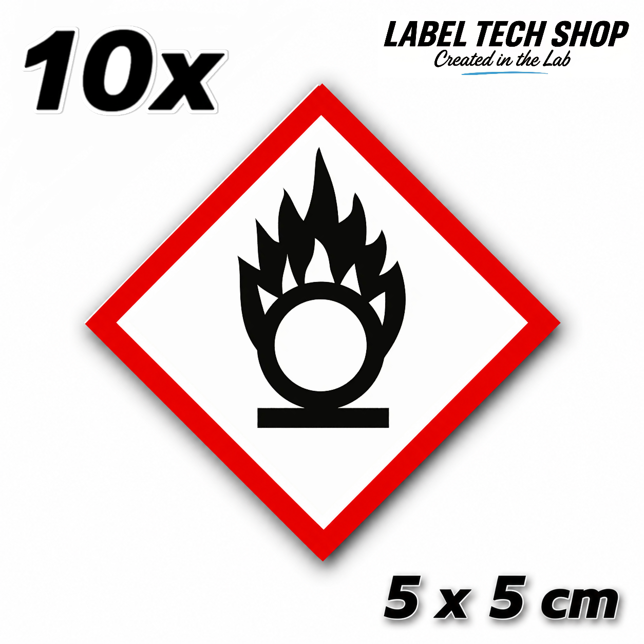 GHS03 Oxidizing Hazard Sticker Chemical Hazard Symbol Dangerous Goods Chemistry Laboratory Label according to CLP / GHS Occupational Safety