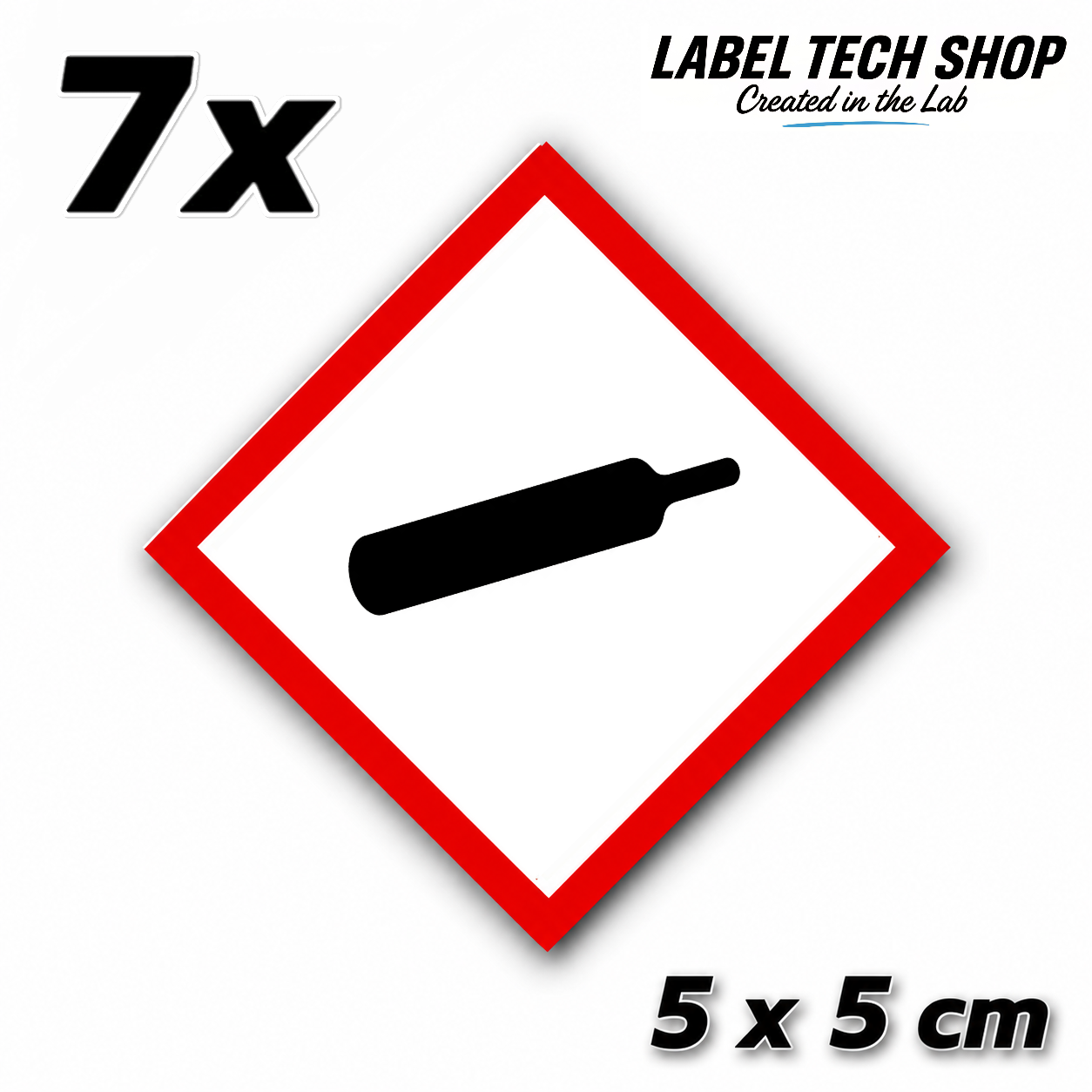 GHS04 Gases under pressure sticker Gas Cylinder Sticker Hazardous material symbol Compressed gas Dangerous goods Chemistry Lab label according to CLP / GHS Occupational safety