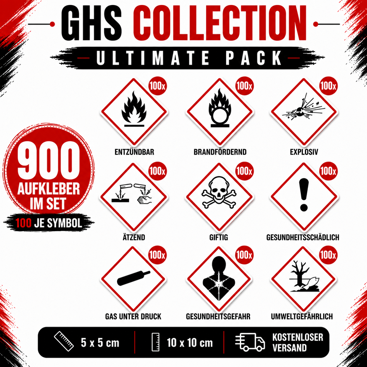 GHS Hazard Label Sticker Set | GHS Hazard Label Sticker Set – All 9 GHS Symbols | All 9 GHS Symbols