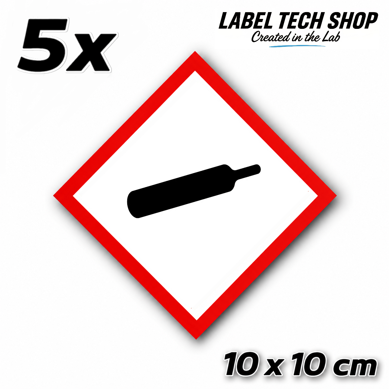 GHS04 Gases under pressure sticker Gas Cylinder Sticker Hazardous material symbol Compressed gas Dangerous goods Chemistry Lab label according to CLP / GHS Occupational safety