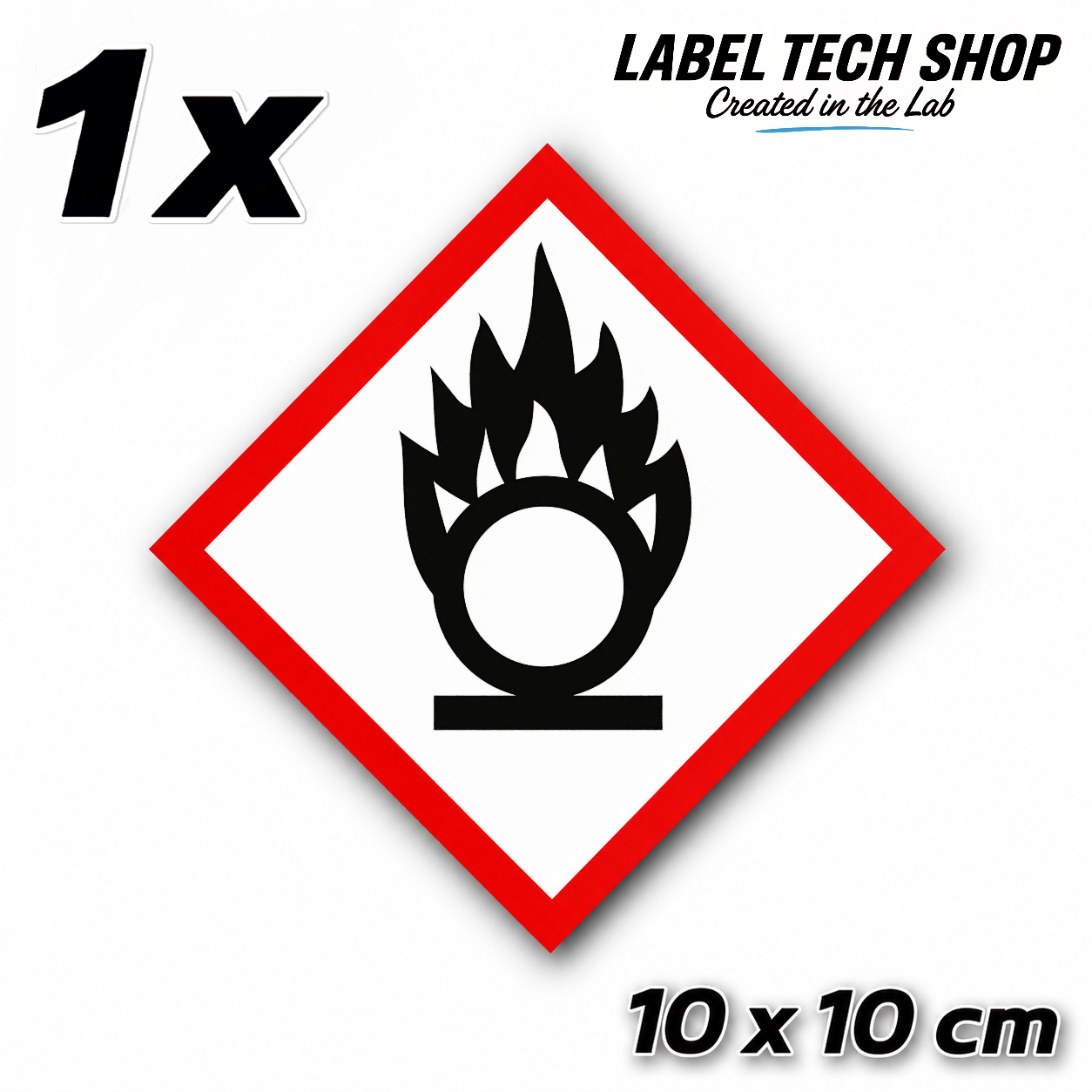 GHS03 Oxidizing Hazard Sticker Chemical Hazard Symbol Dangerous Goods Chemistry Laboratory Label according to CLP / GHS Occupational Safety
