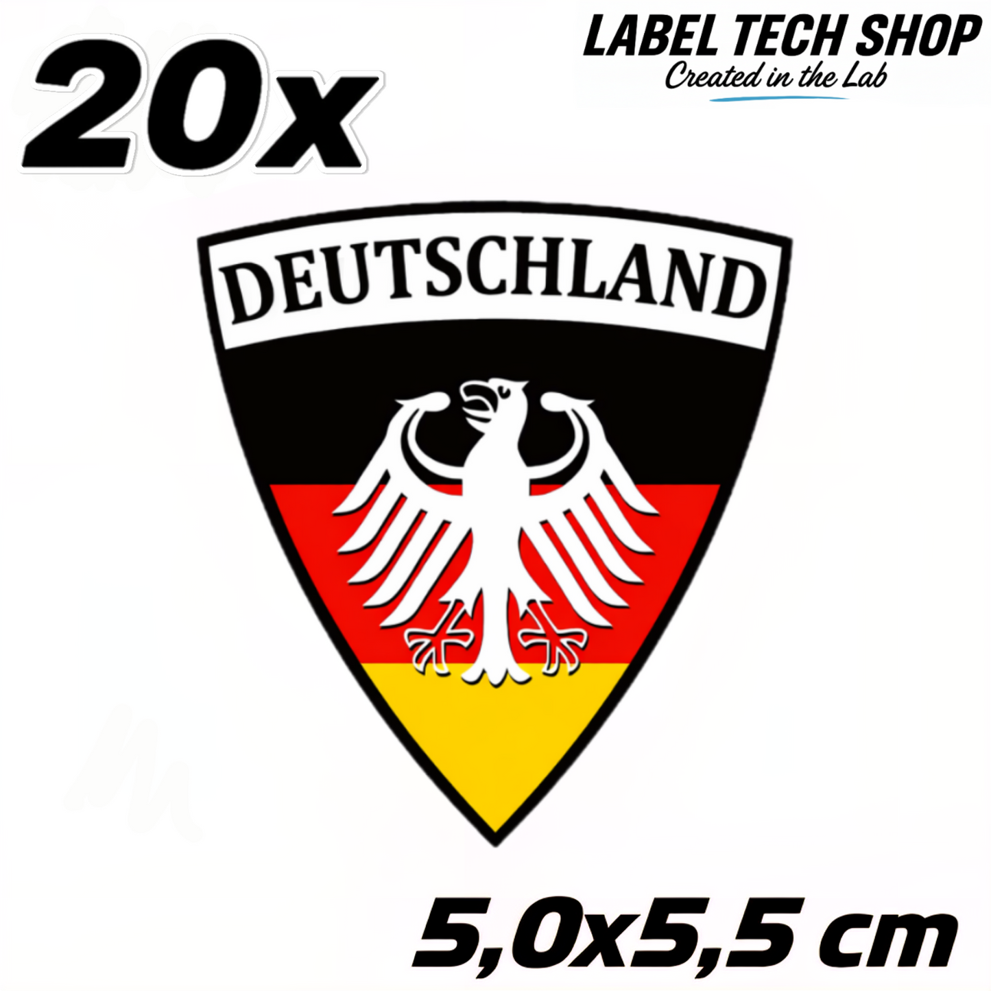 Deutschland Emblem Aufkleber (022) – 5,0 x 5,5 cm – Germany Adler Wappen Sticker