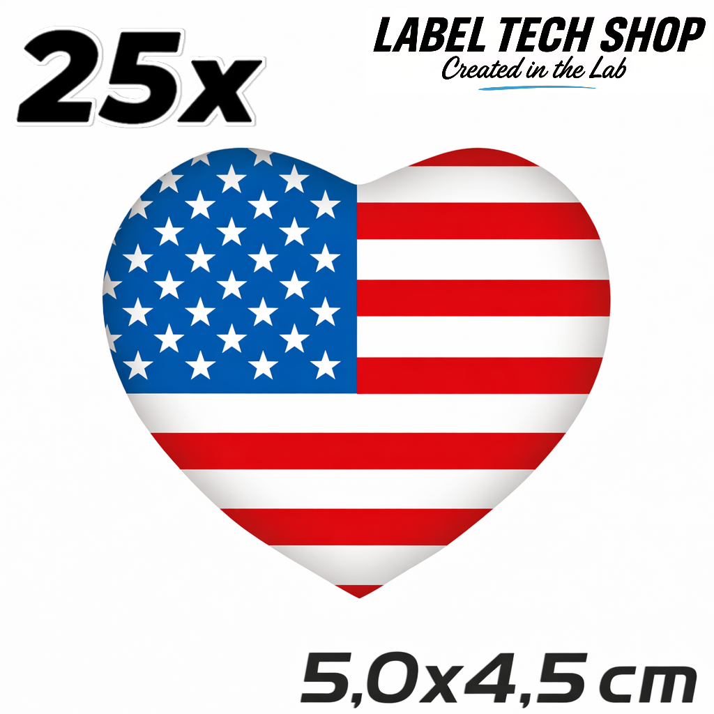America Amerika Herz Aufkleber Sticker – USA Flag Heart Sticker – Auto Laptop Helm Geschenk – 5,0 × 4,5 cm (057)