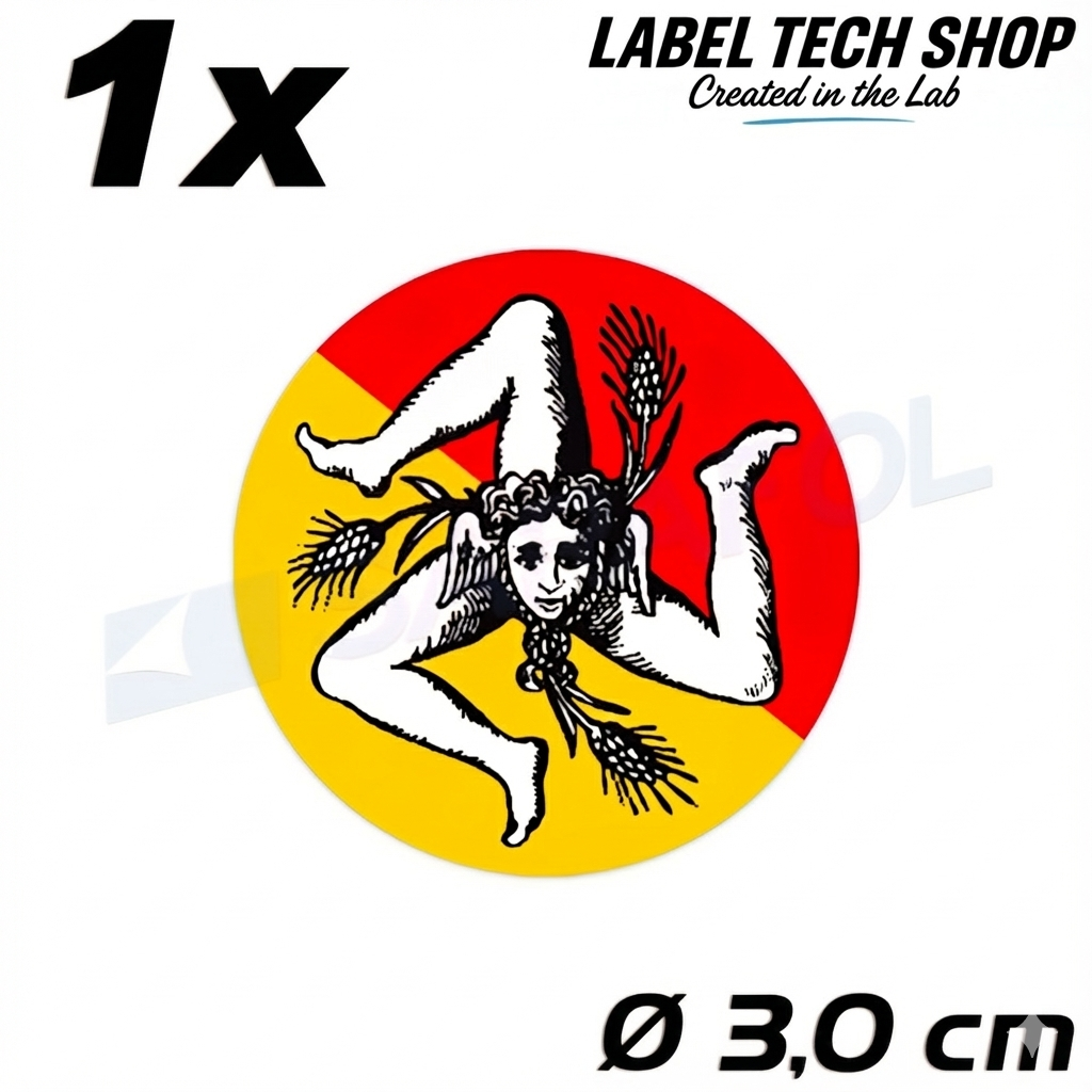 1x Sizilien Aufkleber – Sicilia Sicily Flagge Wappen Sticker Rund Ø 3cm (030)