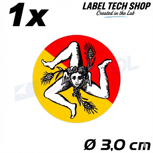 1x Sizilien Aufkleber – Sicilia Sicily Flagge Wappen Sticker Rund Ø 3cm (030)