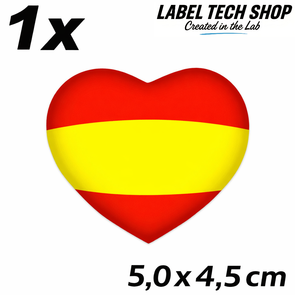 Spanien Spain España Herz Aufkleber Sticker – Spain Flag Heart Corazón Autocollante – Auto Laptop Helm – 5,0 × 4,5 cm (052)