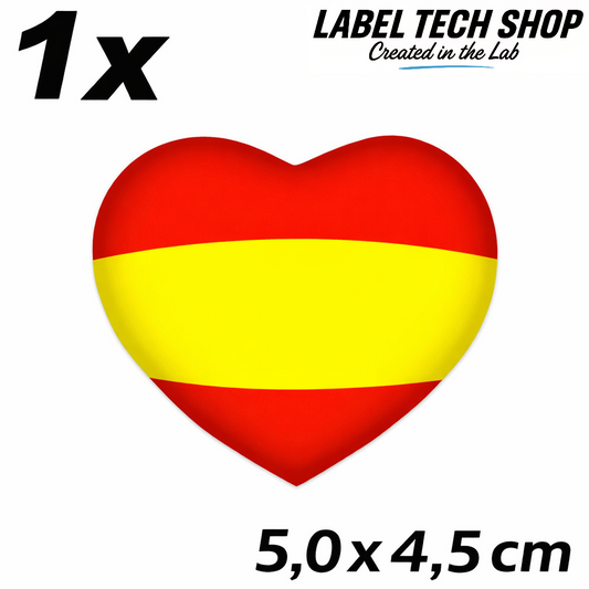 Spanien Spain España Herz Aufkleber Sticker – Spain Flag Heart Corazón Autocollante – Auto Laptop Helm – 5,0 × 4,5 cm (052)