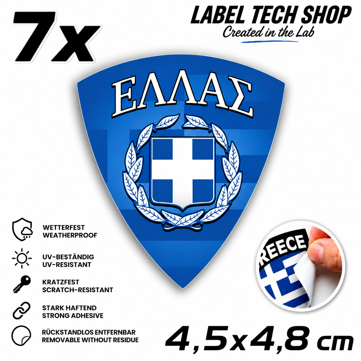 🇬🇷 Greece Sticker Αυτοκόλλητο Ελλάδας Greece Sticker Flag Flag Emblems Car Helmet 4.5x4.8cm NO.113