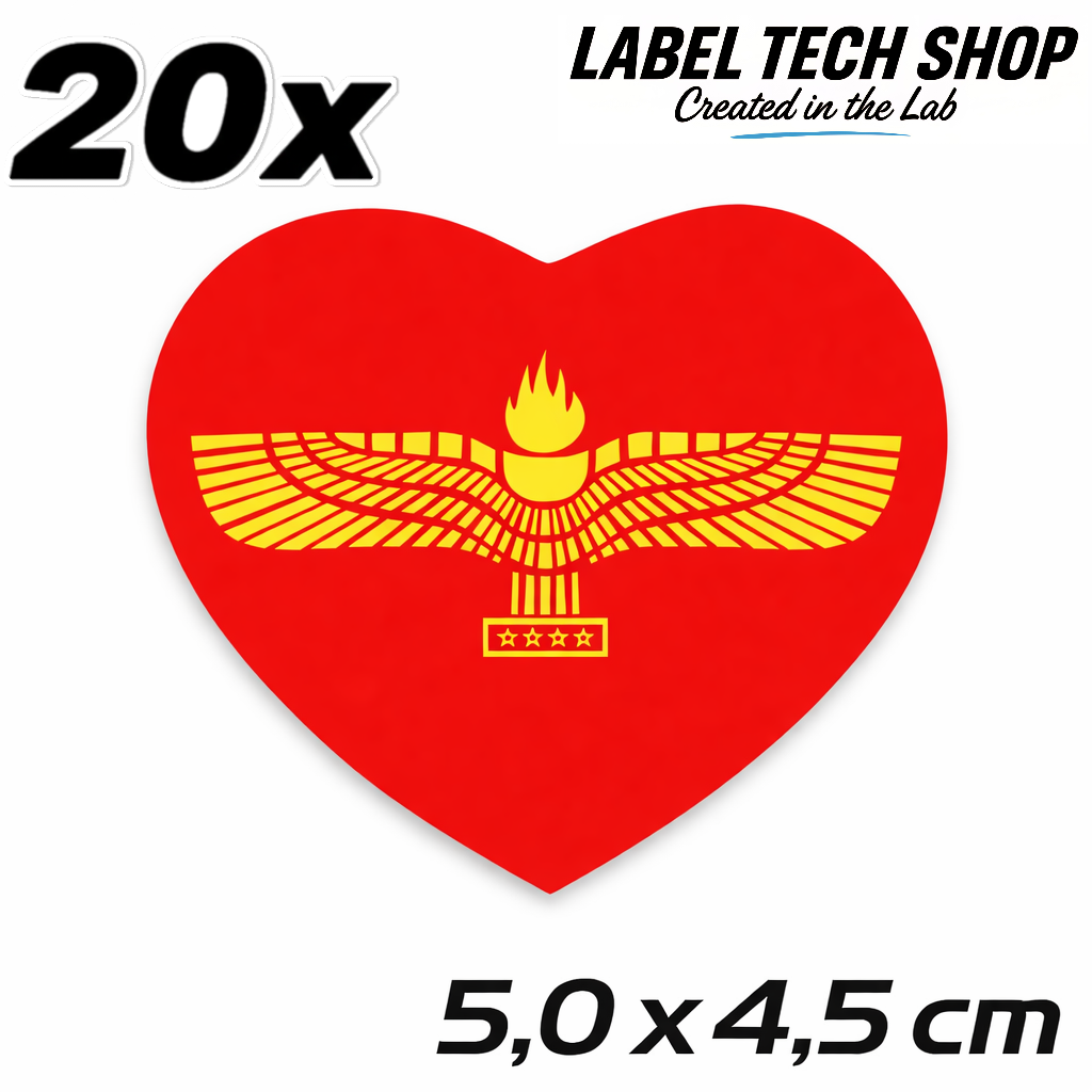 Aramäer Assyrer Herz Aufkleber Sticker – Assyrian Flag Heart Sticker – Auto Laptop Helm Geschenk – 5,0 × 4,5 cm (056)
