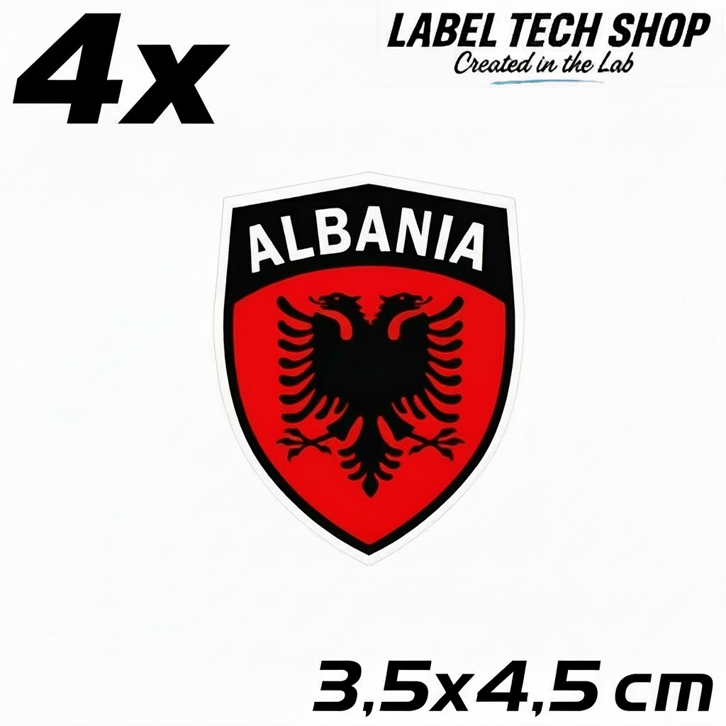 4x Albanien Aufkleber Klein Shqipëria Shqiponja  – Albania Flagge Emblem Wappen Sticker 3,5x4,5cm (108)