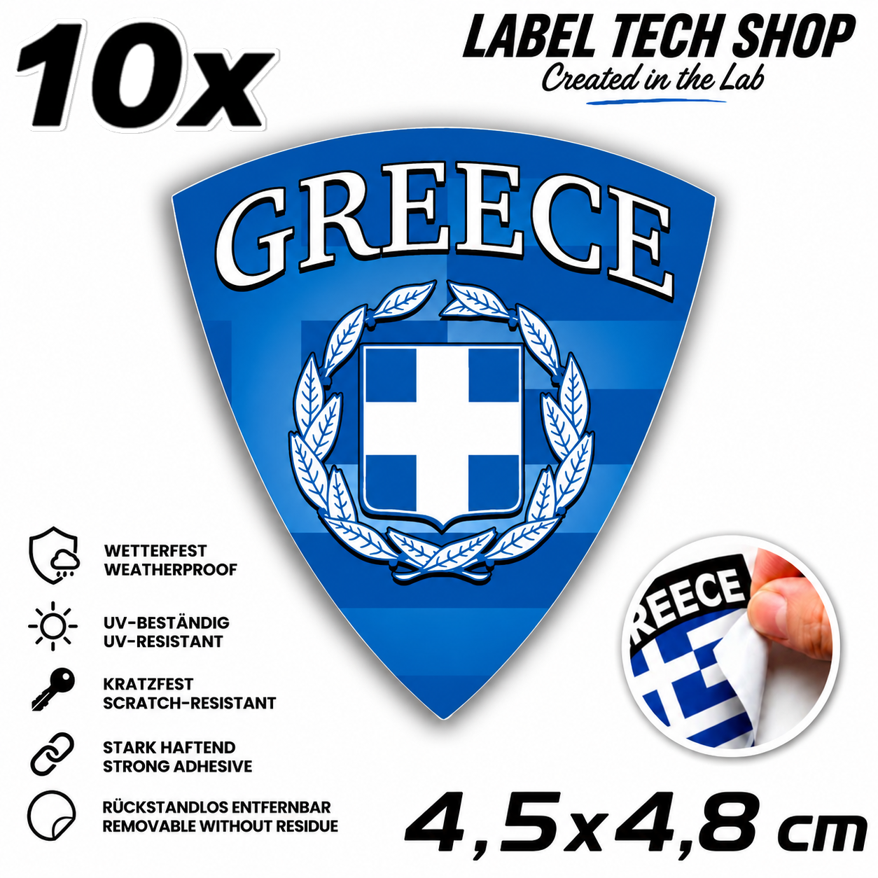 🇬🇷 Greece Sticker Αυτοκόλλητο Ελλάδας Greece Sticker Flag Flagge Wappen Emblem Auto Helm 4,5x4,8cm NR.115
