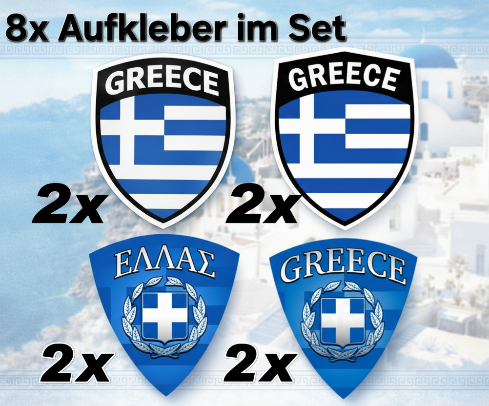 8x Griechenland Aufkleber Set 🇬🇷 Αυτοκόλλητο Ελλάδας Greece Sticker Pack (083)