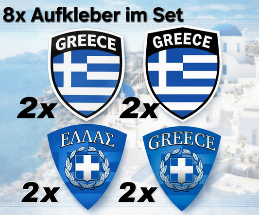 8x Griechenland Aufkleber Set 🇬🇷 Αυτοκόλλητο Ελλάδας Greece Sticker Pack (083)